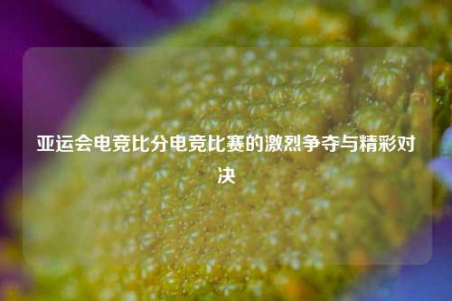 亚运会电竞比分电竞比赛的激烈争夺与精彩对决