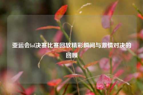 亚运会lol决赛比赛回放精彩瞬间与激情对决的回顾