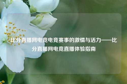 比分直播网电竞电竞赛事的激情与活力——比分直播网电竞直播体验指南