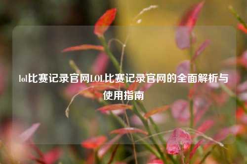 lol比赛记录官网LOL比赛记录官网的全面解析与使用指南