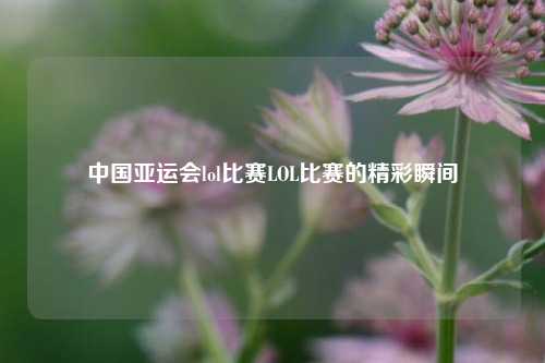 中国亚运会lol比赛LOL比赛的精彩瞬间