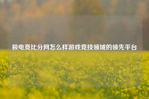 极电竞比分网怎么样游戏竞技领域的领先平台