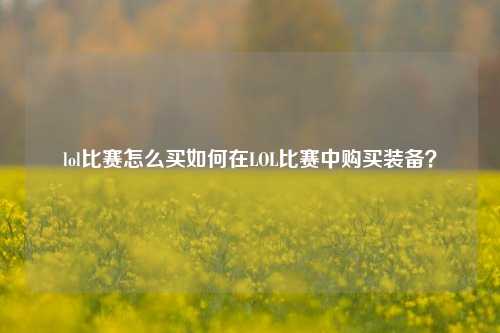 lol比赛怎么买如何在LOL比赛中购买装备？