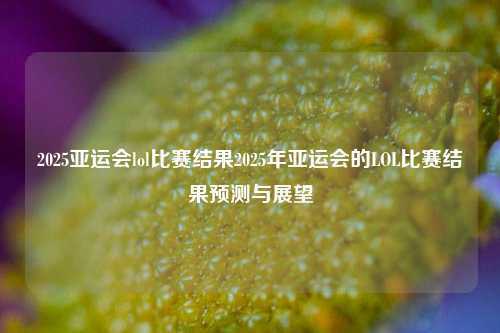 2025亚运会lol比赛结果2025年亚运会的LOL比赛结果预测与展望