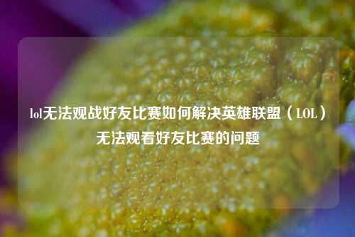 lol无法观战好友比赛如何解决英雄联盟（LOL）无法观看好友比赛的问题