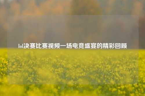lol决赛比赛视频一场电竞盛宴的精彩回顾