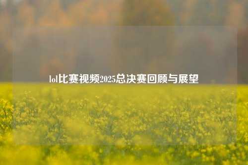 lol比赛视频2025总决赛回顾与展望