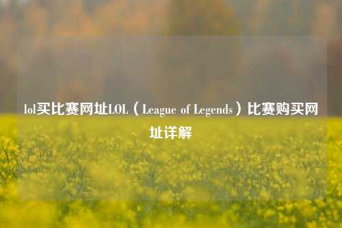 lol买比赛网址LOL（League of Legends）比赛购买网址详解