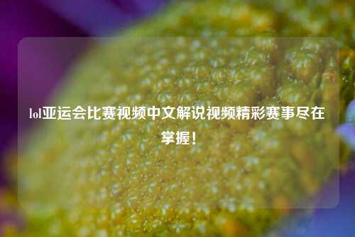 lol亚运会比赛视频中文解说视频精彩赛事尽在掌握！