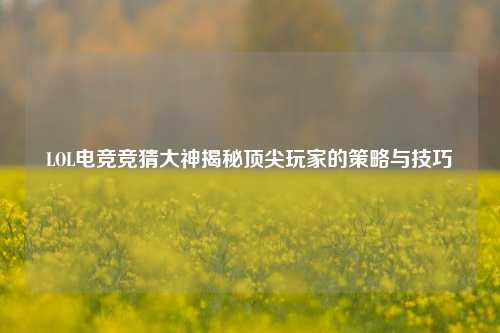 LOL电竞竞猜大神揭秘顶尖玩家的策略与技巧