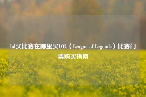 lol买比赛在哪里买LOL（League of Legends）比赛门票购买指南