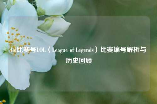lol比赛号LOL（League of Legends）比赛编号解析与历史回顾
