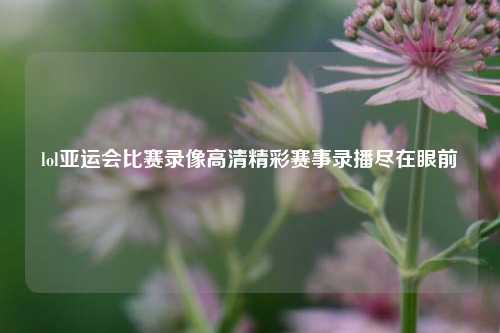 lol亚运会比赛录像高清精彩赛事录播尽在眼前
