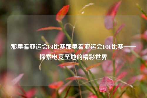 那里看亚运会lol比赛那里看亚运会LOL比赛——探索电竞圣地的精彩世界