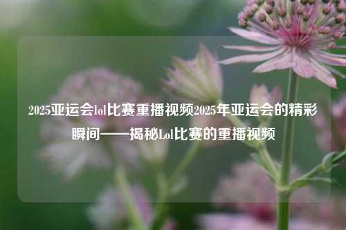 2025亚运会lol比赛重播视频2025年亚运会的精彩瞬间——揭秘Lol比赛的重播视频