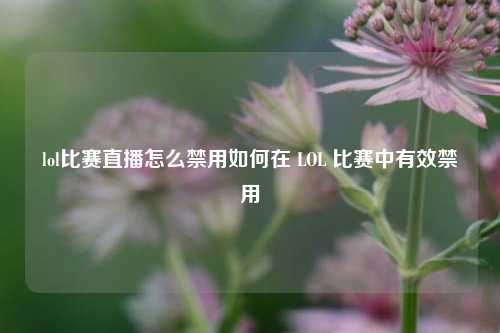 lol比赛直播怎么禁用如何在 LOL 比赛中有效禁用
