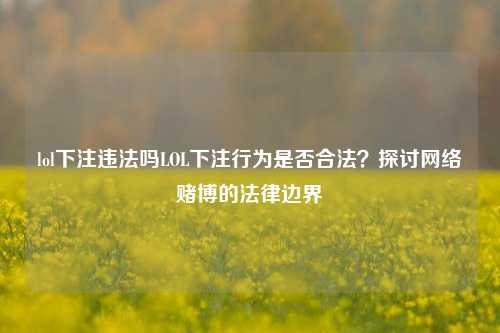 lol下注违法吗LOL下注行为是否合法？探讨网络赌博的法律边界