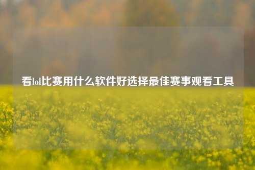 看lol比赛用什么软件好选择最佳赛事观看工具