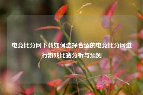 电竞比分网下载如何选择合适的电竞比分网进行游戏比赛分析与预测