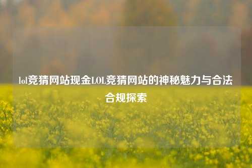 lol竞猜网站现金LOL竞猜网站的神秘魅力与合法合规探索