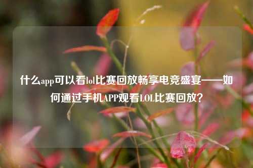 什么app可以看lol比赛回放畅享电竞盛宴——如何通过手机APP观看LOL比赛回放？