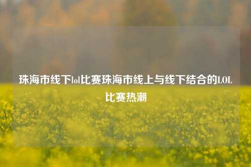 珠海市线下lol比赛珠海市线上与线下结合的LOL比赛热潮