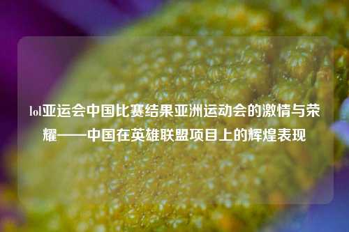 lol亚运会中国比赛结果亚洲运动会的激情与荣耀——中国在英雄联盟项目上的辉煌表现