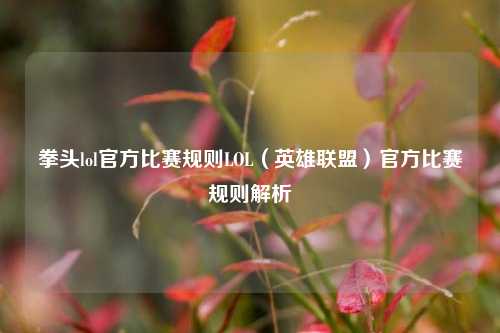 拳头lol官方比赛规则LOL（英雄联盟）官方比赛规则解析