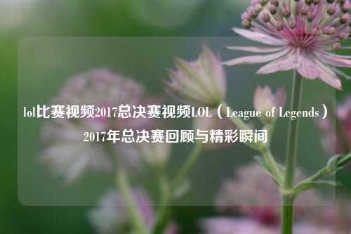 lol比赛视频2017总决赛视频LOL（League of Legends）2017年总决赛回顾与精彩瞬间