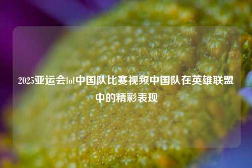 2025亚运会lol中国队比赛视频中国队在英雄联盟中的精彩表现
