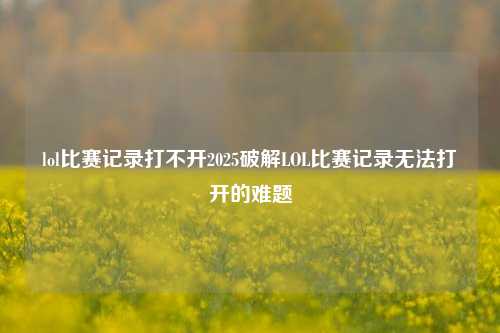 lol比赛记录打不开2025破解LOL比赛记录无法打开的难题