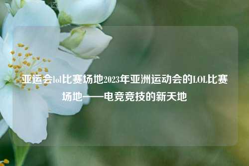 亚运会lol比赛场地2023年亚洲运动会的LOL比赛场地——电竞竞技的新天地