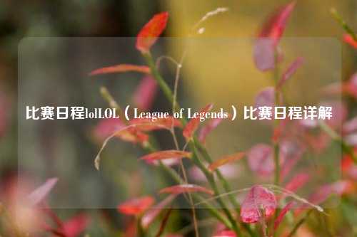 比赛日程lolLOL（League of Legends）比赛日程详解