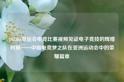 2025lol亚运会电竞比赛视频见证电子竞技的辉煌时刻——中国电竞梦之队在亚洲运动会中的荣耀篇章