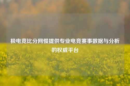极电竞比分网慢提供专业电竞赛事数据与分析的权威平台
