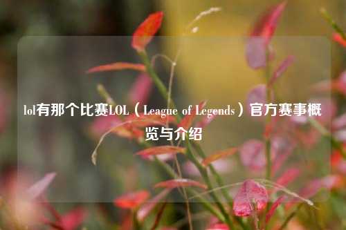 lol有那个比赛LOL（League of Legends）官方赛事概览与介绍