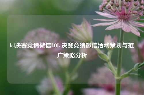 lol决赛竞猜微信LOL 决赛竞猜微信活动策划与推广策略分析