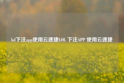 lol下注app使用云速捷LOL 下注APP 使用云速捷