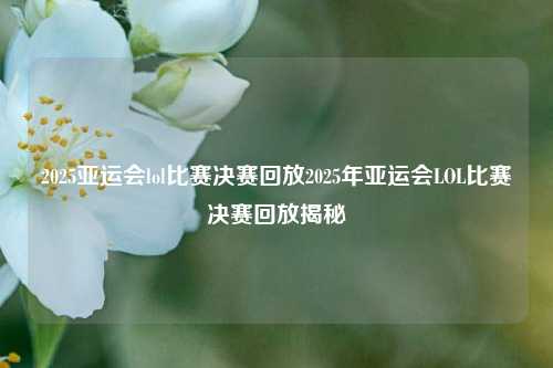 2025亚运会lol比赛决赛回放2025年亚运会LOL比赛决赛回放揭秘