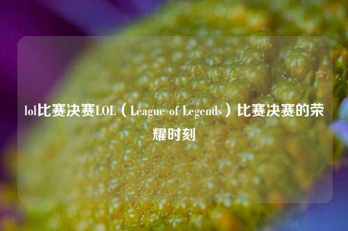 lol比赛决赛LOL（League of Legends）比赛决赛的荣耀时刻